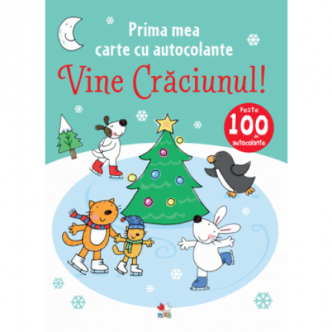 Prima mea carte cu autocolante. Vine Craciunul!