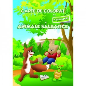 Carte de colorat cu abtibilduri. Animale Salbatice