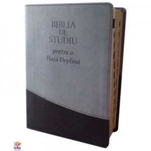 Biblia de studiu pentru o viata deplina. Editia de lux, coperta piele ecologica gri-negru, index, LPI159