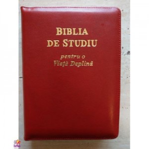 Biblia de studiu pentru o viata deplina. Coperta din piele rosie, fermoar si index, LPI174